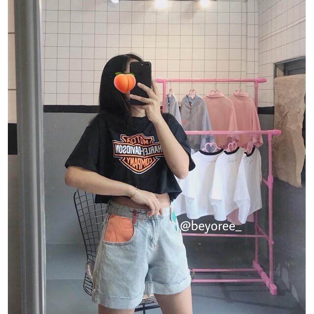 [ VIDEO THẬT SHOP QUAY ] Áo croptop tay ngắn màu đen chữ in cực dễ thương