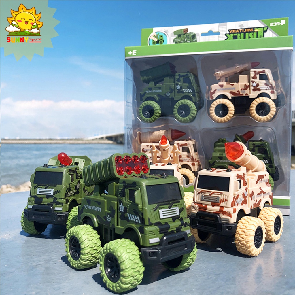 Xe Quân sự đồ chơi, bánh xe lớn bằng cao su, Bộ xe ôtô đồ chơi cho bé, Xe Phòng không, Xe Tên lửa, Xe Radar - Sunny Kids