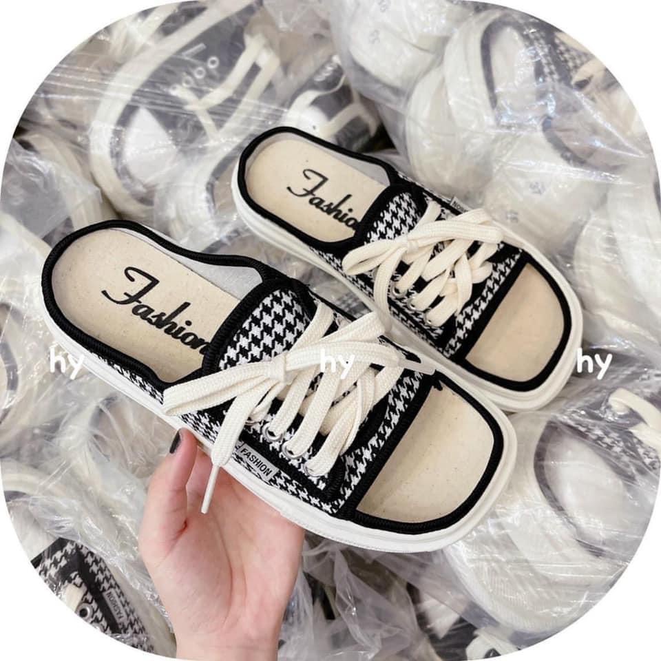 (3 MÀU) Dép sục nữ thời trang phối kẻ Jambear hót trend nữ tính