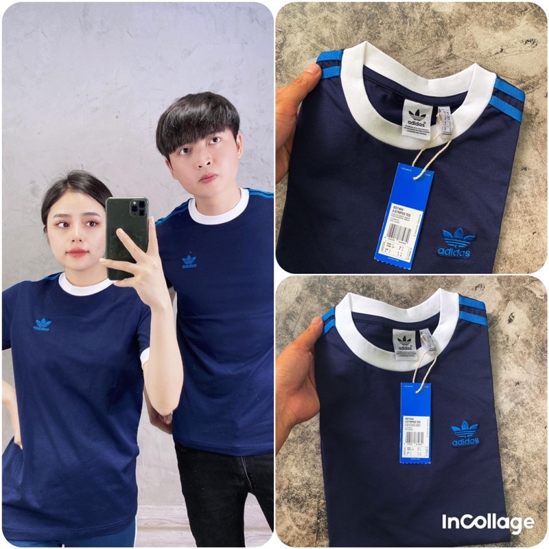 Áo Phông adidas phối 3 sọc logo thêu ngực Tee cambodia