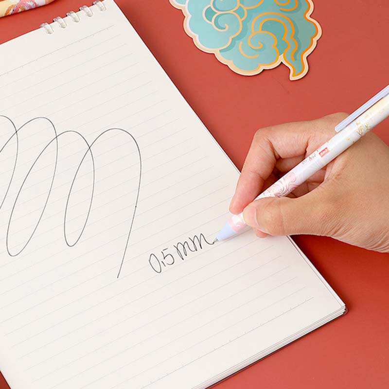 Bút bi mực đen ngòi 0.5mm thân họa tiết cổ điển nhiều màu