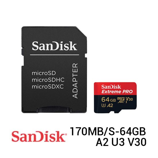 Camera Hành Trình Sandisk Extreme Pro Microsd 64gb 170mb / S A2 Cho Drone