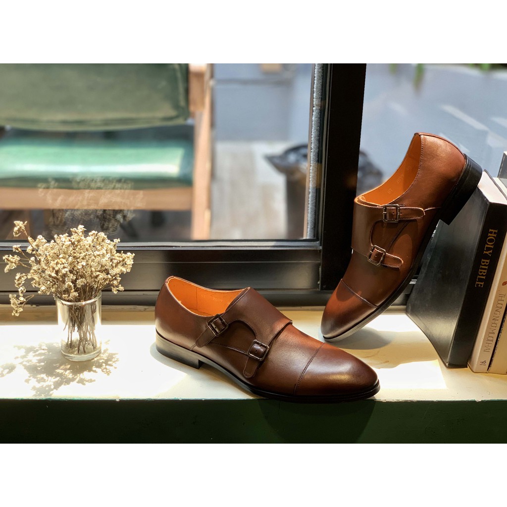 Giày Tây Monkstrap Hai Khóa Da Bò Nguyên Tấm Toroshoes Mã M530.2 Nâu