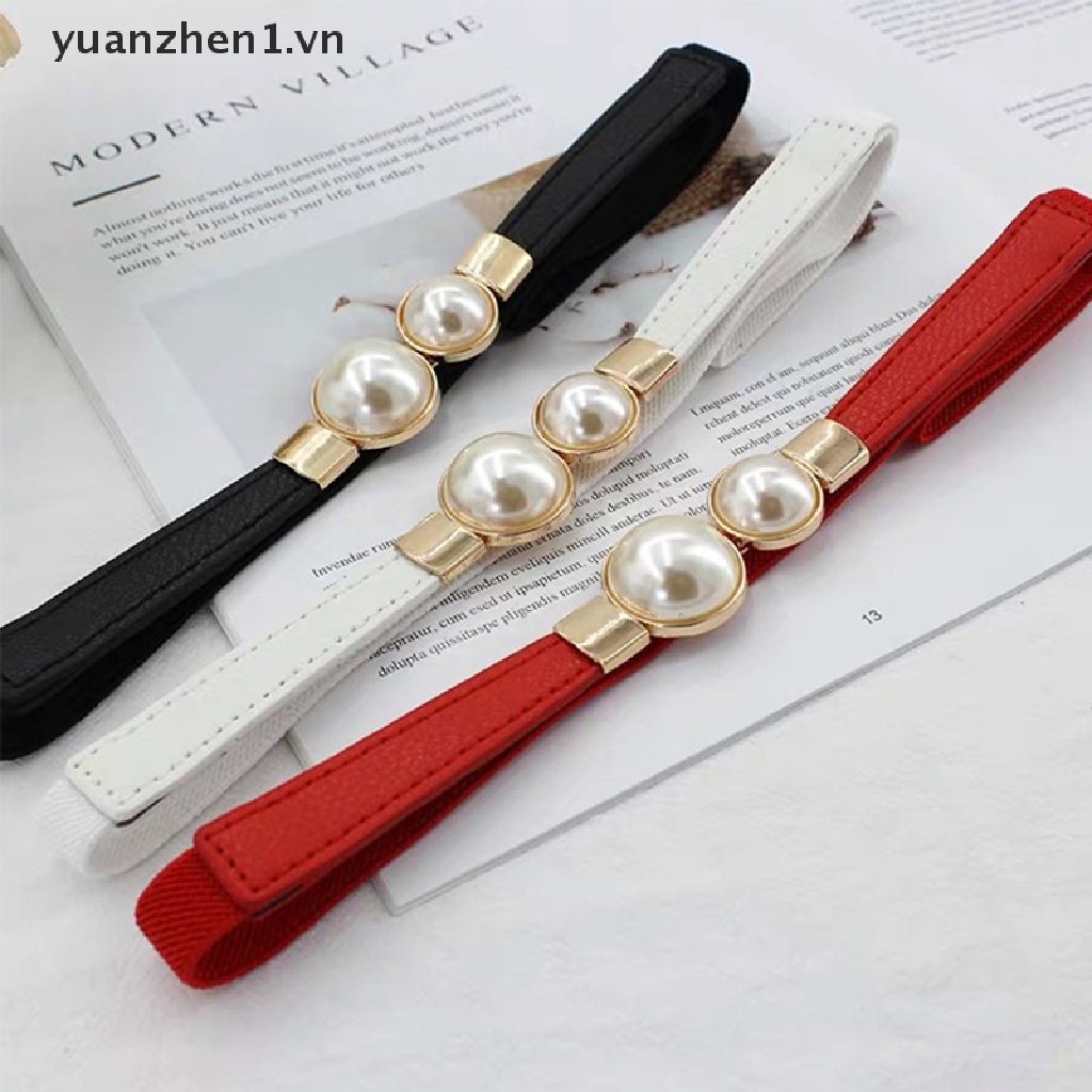 Thắt Lưng Da PU Đính Ngọc Trai Thời Trang Cho Nữ