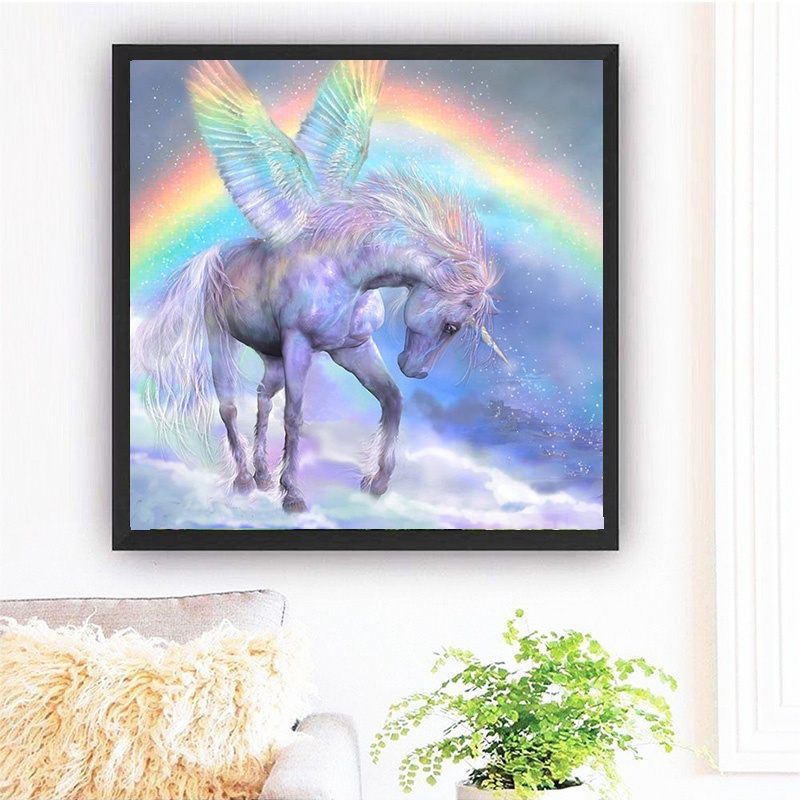 Bộ Tranh Đính Đá 5D Họa Tiết Kỳ Lân/ Cầu Vồng Độc Đáo DIY Dùng Trang Trí