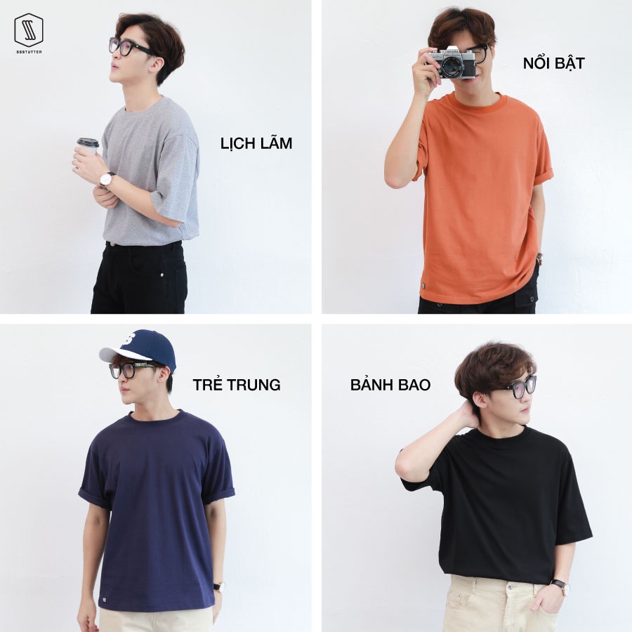 Áo thun Unisex Basic SSSTUTTER cổ tròn tay lỡ Cotton thoáng mát thấm hút mồ hôi Great Life Tee Premium