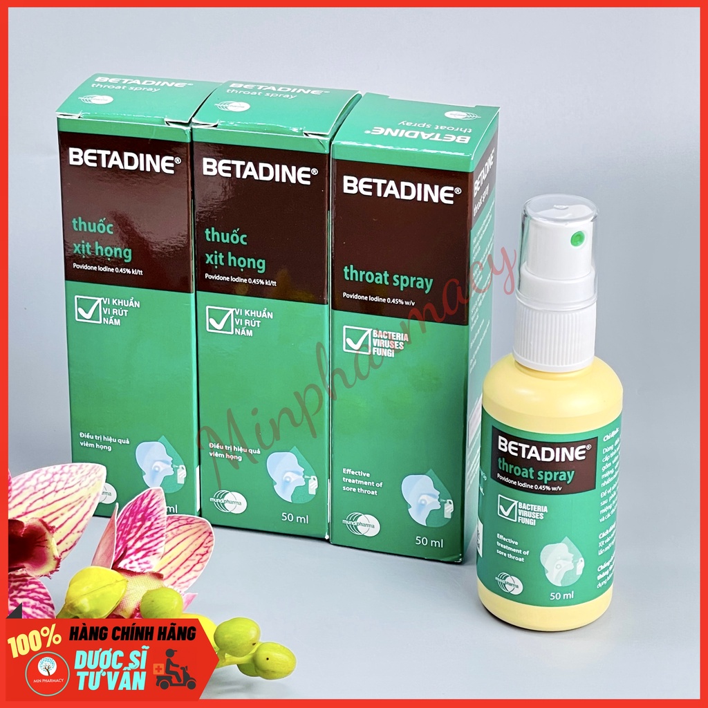 Dung dịch xịt họng BETADINE Throat Spray 50ml - Minpharmacy