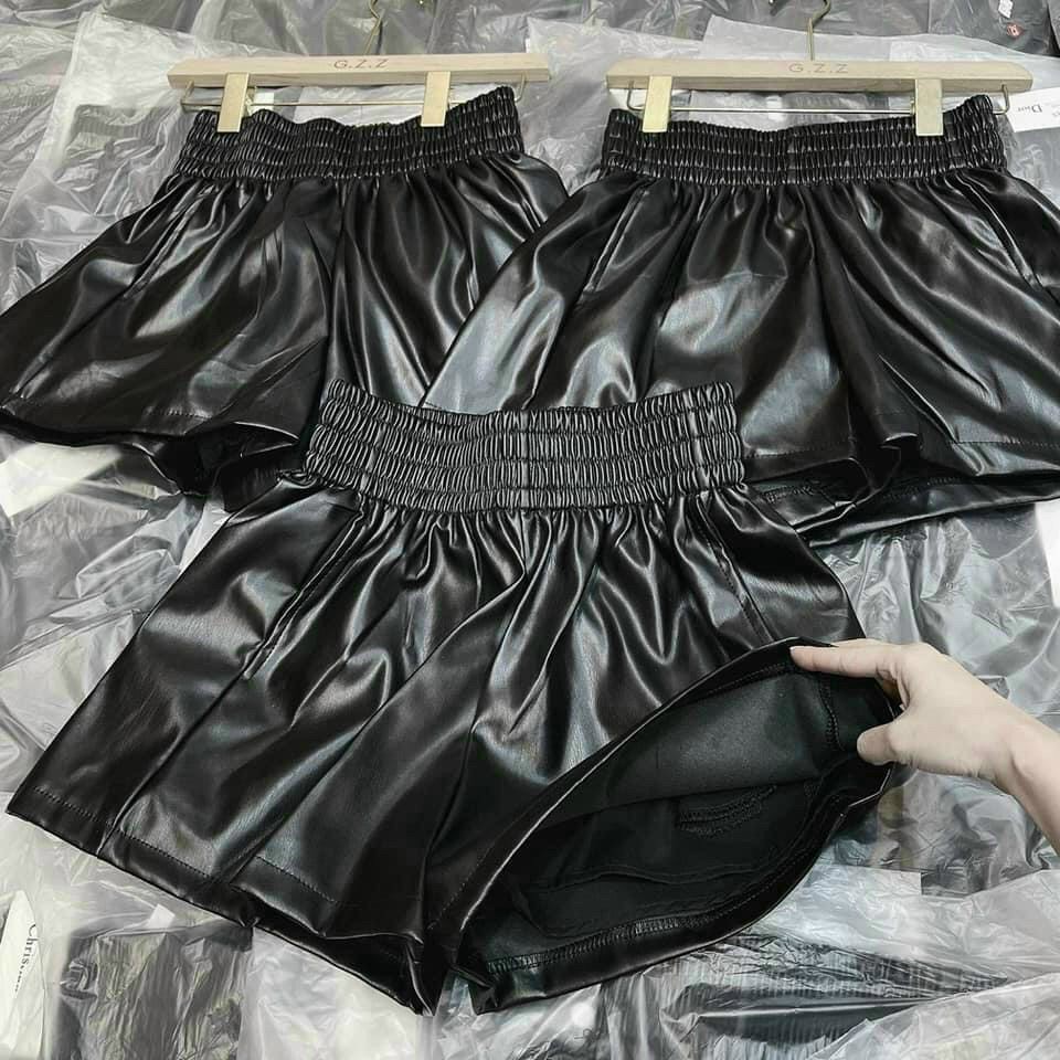 Quần Short da nữ , Quần Short cạp cao lưng chun dáng xòe HIJUNE QS04
