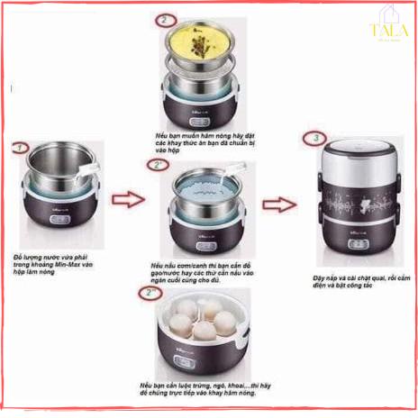 Cặp Lồng Cắm Điện 3 Tầng ruột inox Cao Cấp Giữ Nóng Thức Ăn Liên Tục