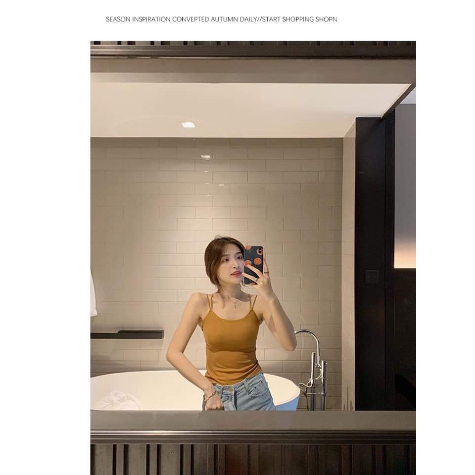 ÁO ĐAN DÂY LƯNG CHÉO QC 2 DÂY ĐỆM NGỰC ULLAZZANG