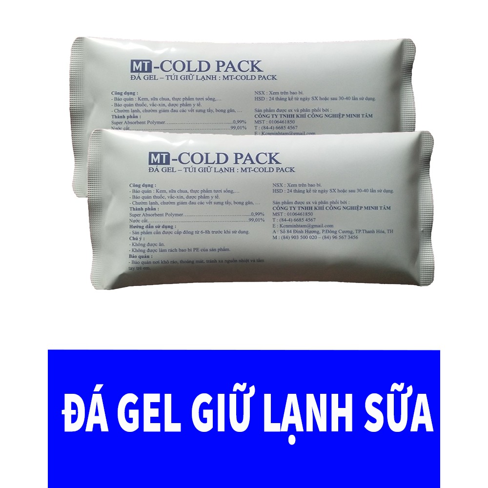 Đá Gel - Đá Khô - Túi Giữ Nhiệt Lạnh Kích Thước 9x18x3cm trọng lượng 250gram - Có Giấy Kiểm Định Chất Lượng