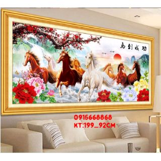 Tranh thêu chữ thập mã đáo thành công kt 199_92cm(tiếng việt )
