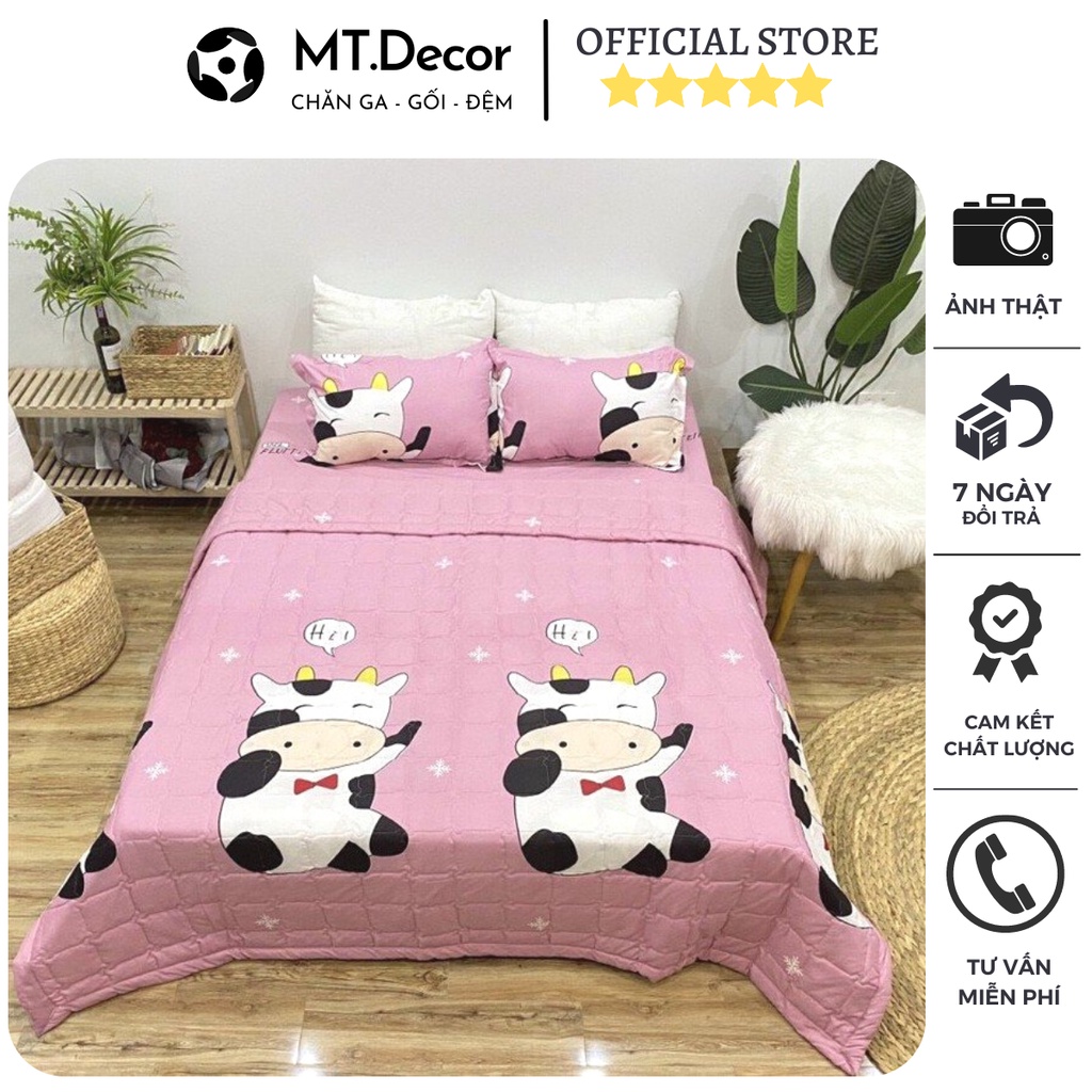 Chăn hè chần bông cotton poly họa tiết đáng yêu, mền cotton thoáng khí thấm hút tốt kích thước 1m8x2m