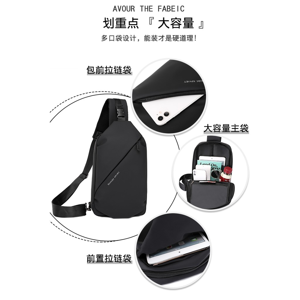 Túi đeo chéo ngực đa năng chống thấm nước phong cách Nhật Bản thời trang cho nam | BigBuy360 - bigbuy360.vn