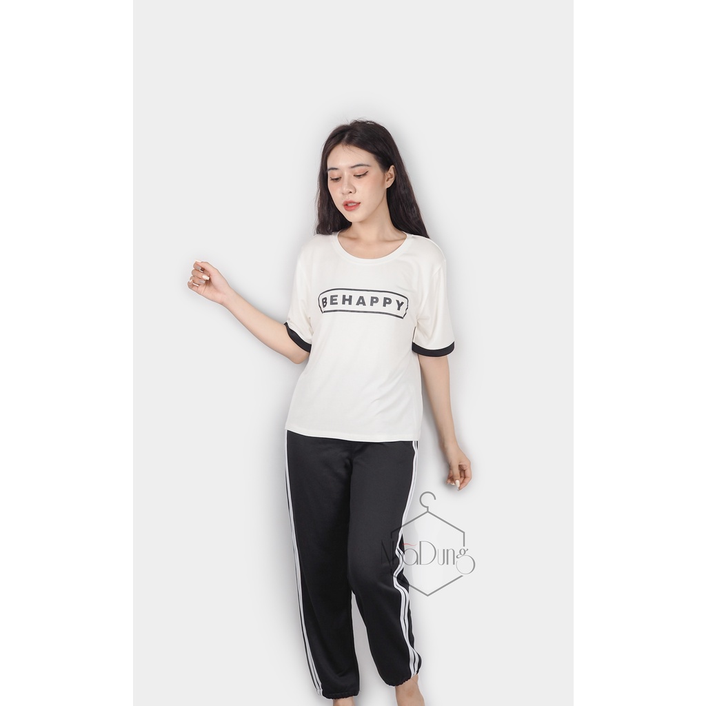 Set đồ bộ mặc nhà đồ thể thao nữ cotton lụa mềm mát trẻ trung năng động Nhã Dung Store dưới 70kg