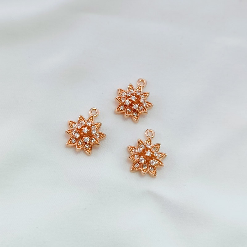 Mặt Dây Chuyền Hình Hoa Sen Đính Đá Zircon 14K Nhiều Màu Sắc DIY