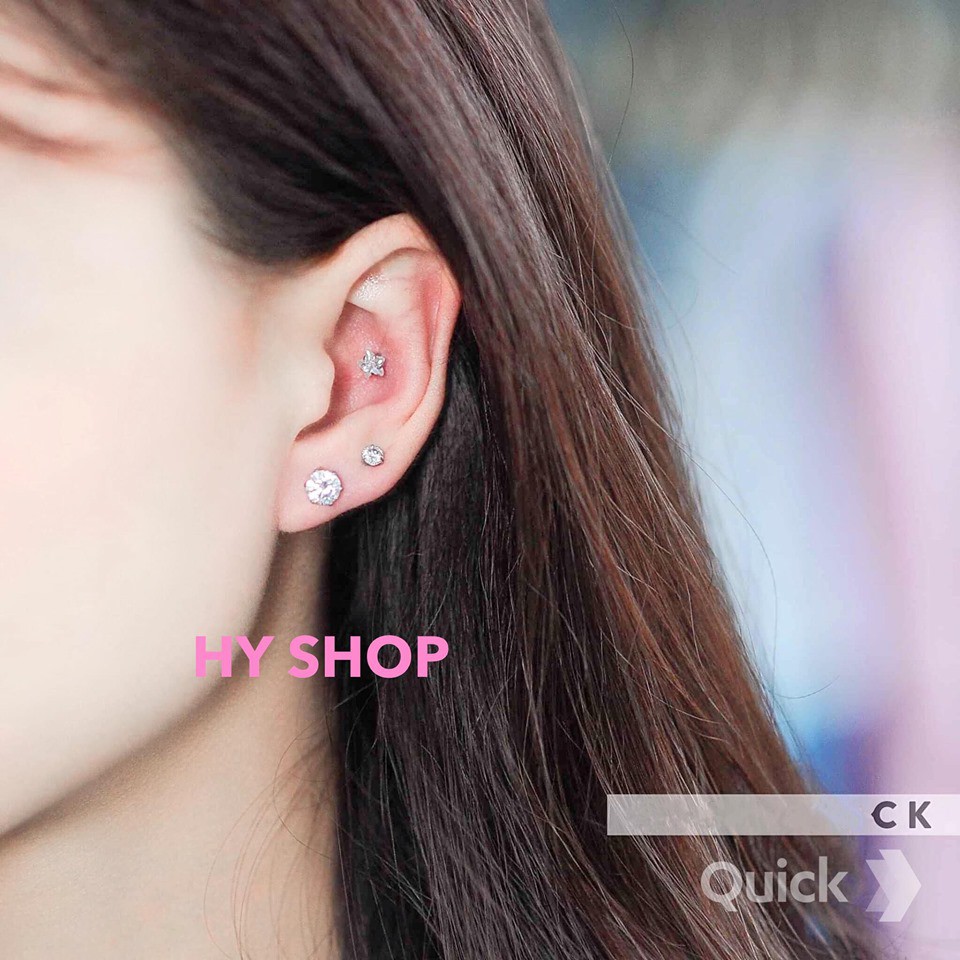 Bông tai titan đính kim cá tính thép y tế không gỉ  unisex bts