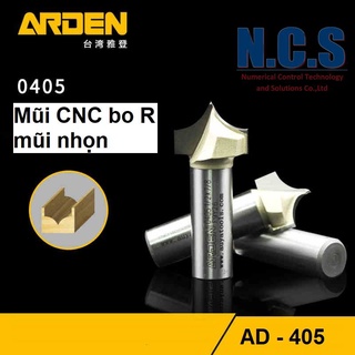 ARDEN 0405 - Mũi dao phay gỗ CNC bo góc R (soi mũi tên) cán 6.35mm và 12.7mm