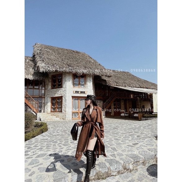 Áo măng tô da lộn mai phương bùi | BigBuy360 - bigbuy360.vn