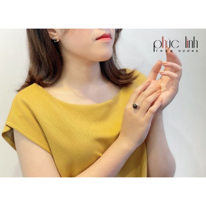 Nhẫn Bạc Mix Hạt Trầm Hương PHÚC LINH