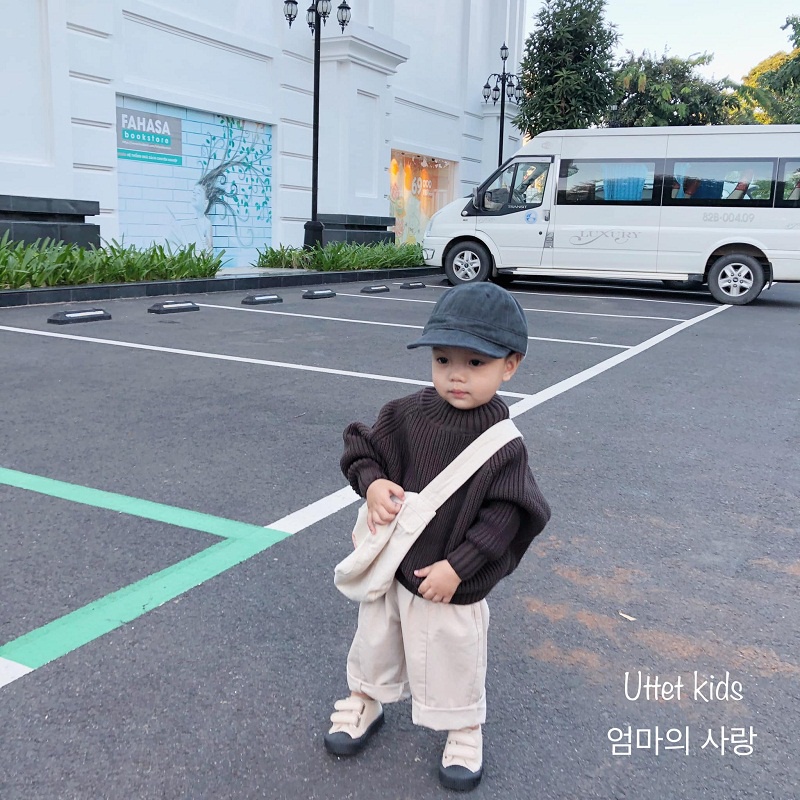 [Ảnh thật] Mũ lưỡi trai nhung thêu hàn quốc vành 50cm dành cho các bạn nhỏ từ gần 2 đến 5 tuổi