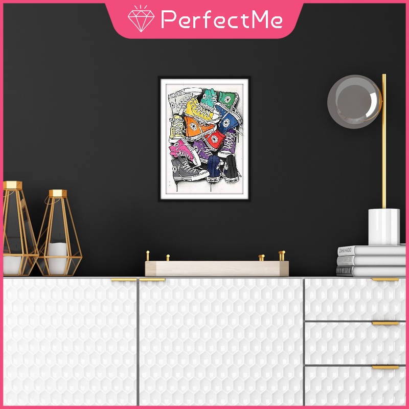 Bộ tranh đính đá 5D DIY hình đôi giày dùng để trang trí nhà