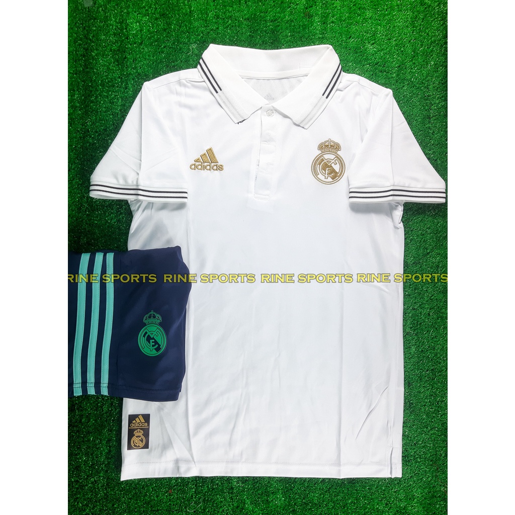 Hàng Thailand Bộ áo bóng đá Real ( Real madrid ) polo trắng Super hàng thailand 2021-2022 Giống thi đấu