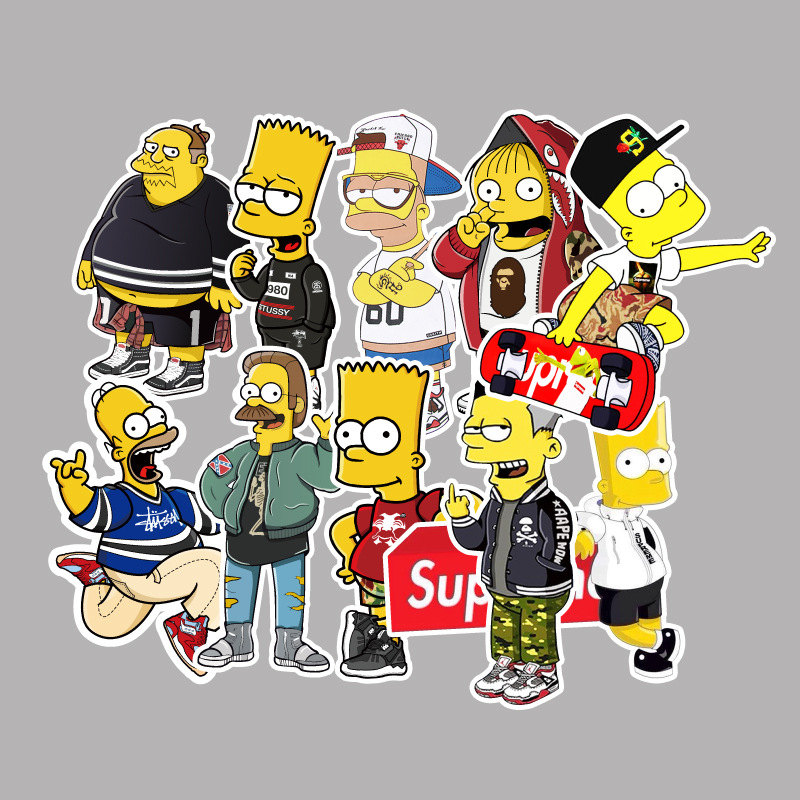 Set 50 Miếng Dán Trang Trí Hình Nhân Vật The Simpsons Hoạt Hình Dễ Thương