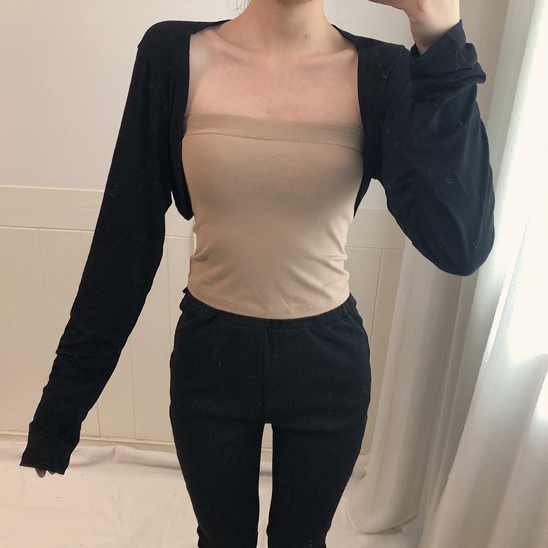 Áo Cardigan Dệt Kim Tay Dài Màu Sắc Đơn Giản Phong Cách Hàn Quốc Cho Nữ