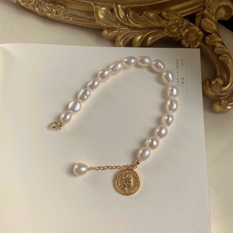 Vòng Tay Ngọc Trai Mặt Đồng Xu 8ly - NT45 - Ngọc Trai Trường Thịnh