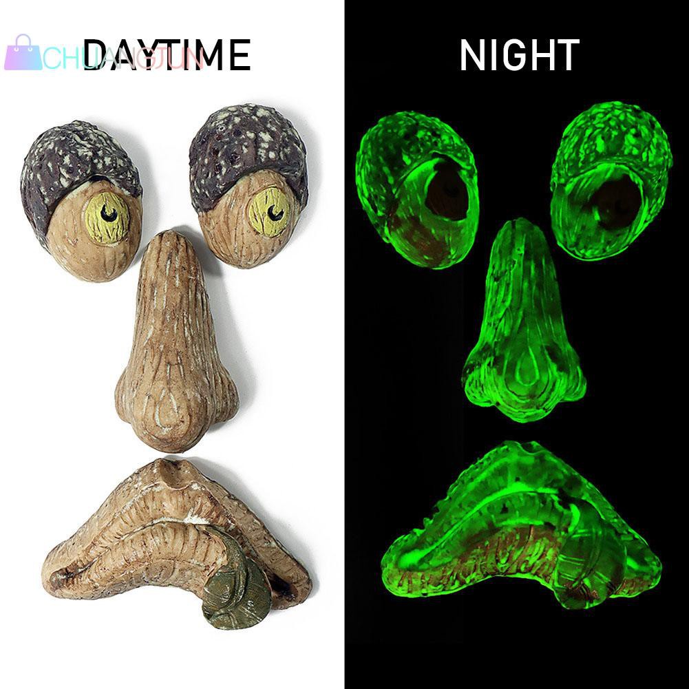 Luminous Bark Ghost Face Shaped Tree Monster Facial Features Garden Props