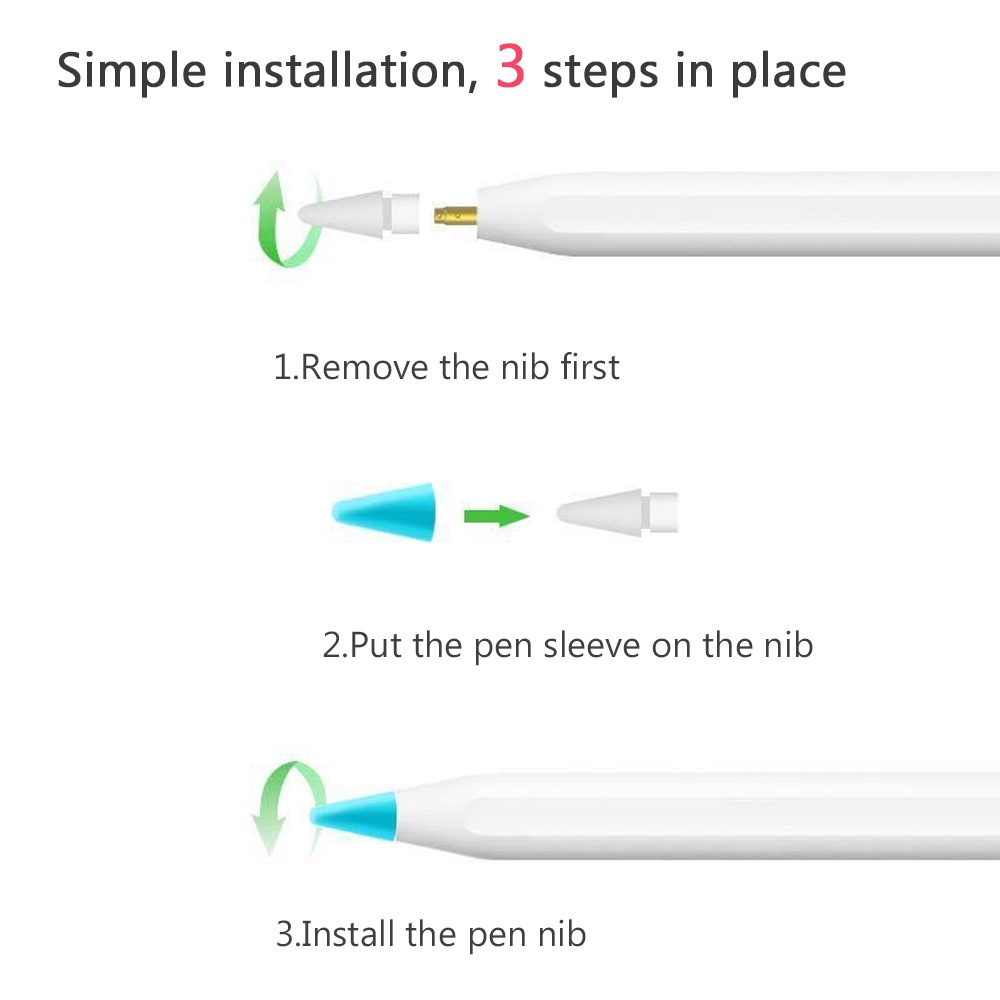 Bộ 8 Vỏ Bọc Bảo Vệ Đầu Bút Cảm Ứng Bằng Silicon Thay Thế Chuyên Dụng Cho Apple Pencil 1 2
