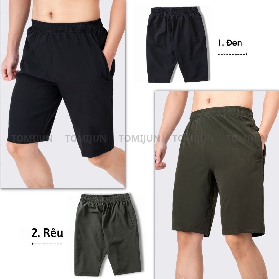 Quần short nam dù TOMIJUN Quần đùi nam thể thao, vải dù gió co giãn, mềm mịn, siêu nhẹ, dáng thể thao