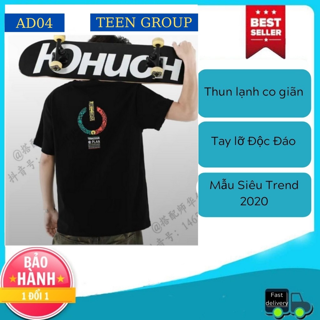 Áo Thun Nam AD04 cotton lạnh Tay Lỡ Form Rộng FULL SIZE Đen Nút Nguồn Trẻ Trung Cá Tính Thời Trang TG(44-70KG) | BigBuy360 - bigbuy360.vn