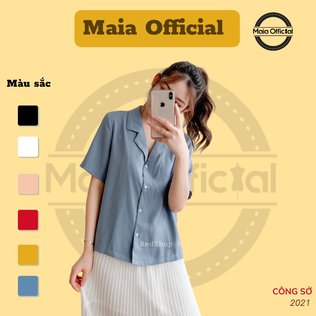 Áo sơ mi công sở cổ Vest Maia Official (5 màu), cộc tay, chất voan lụa hàn, Unisex tinh tế, lịch sự sang trọng | BigBuy360 - bigbuy360.vn