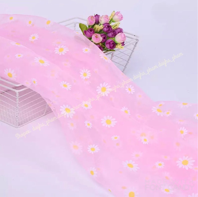 [CHẤT ĐẸP]VẢI VOAN KÍNH HOA CÚC MỀM ĐẸP