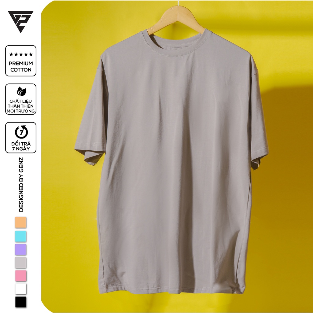 Áo thun tay lỡ unisex nam nữ trơn GENZ Premium Cotton form rộng oversize nhiều màu