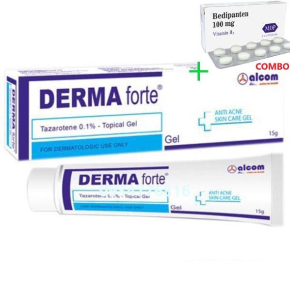 Combo Bedipanten 100mg +  Derma Forte , mới, mụn mủ, mụn đầu đen, mờ thâm, liền sẹo,..