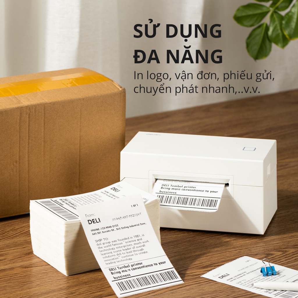[LIFEMC02BPABAU -10% đơn 250K] Giấy In Nhiệt Tự Dính Deli 3 Lớp Cuộn 500 Tờ 80x120 Cho Đơn Hàng TMĐT, Mã Vạch, Hóa Đơn