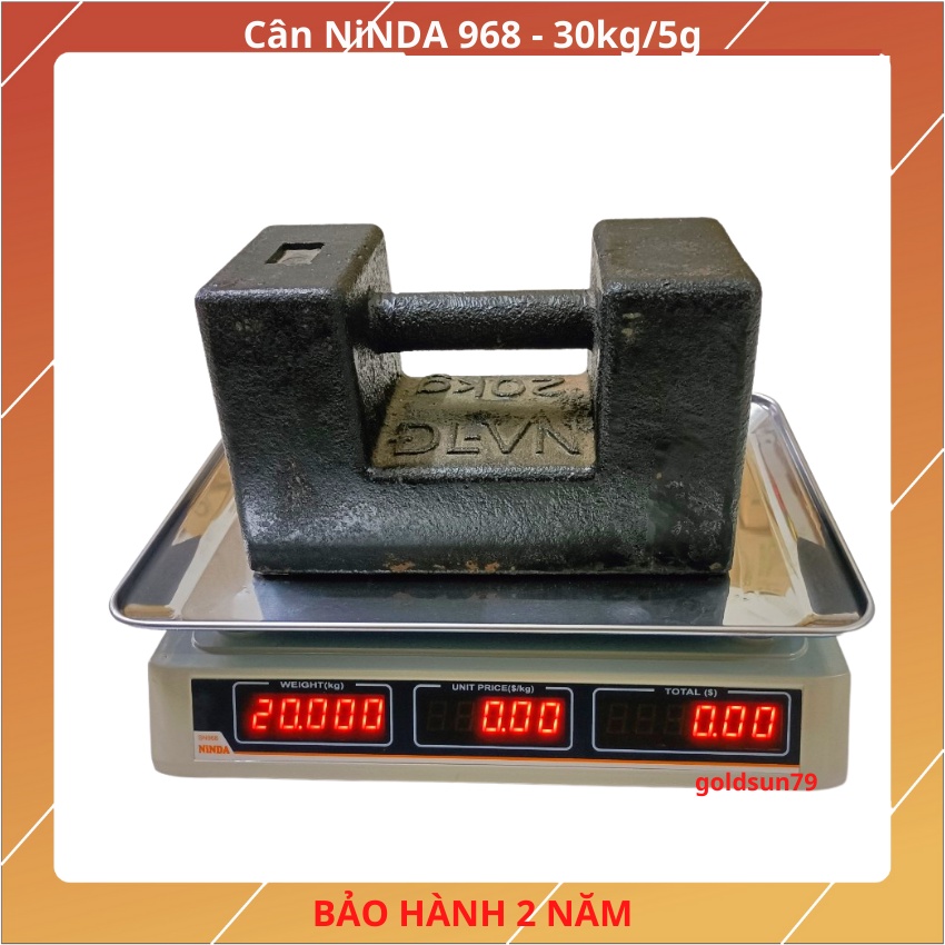 cân tính tiền điện tử NiNDA 968 ( 30Kg/5g ) mặt cân được làm bằng inox sáng bóng ( bảo hành  24 tháng )