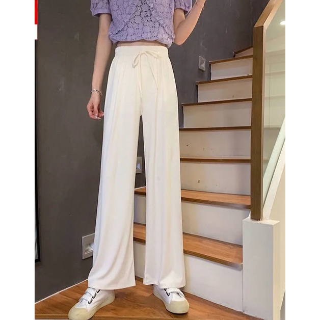 Quần ống rộng Chất Liệu Lụa Lạnh Thiết Kế Mỏng Kiểu Dáng Đơn Giản Thời Trang Mùa Hè 2022