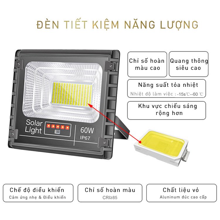 Đèn Pha Năng Lượng Mặt Trời Kitawa 300W DP1300; Bảo Hành 2 Năm; Chống Nước IP67