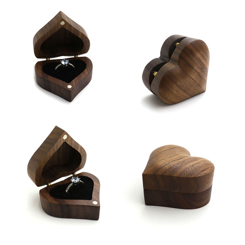 Hộp Đựng Nhẫn Cưới Bằng Gỗ Có Nắp Nam Châm