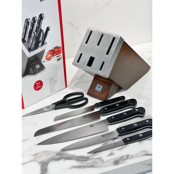 Bộ dao cán liền tự mài ZWILLING GOURMET 7 món đi kèm đốc cắm dao