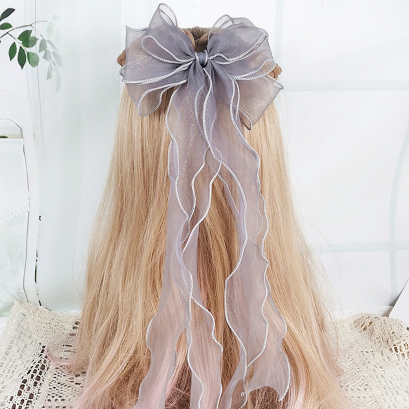 XIXI Kẹp tóc nơ 3 lớp màu sắc lấp lánh phong cách cổ điển dành cho nữ