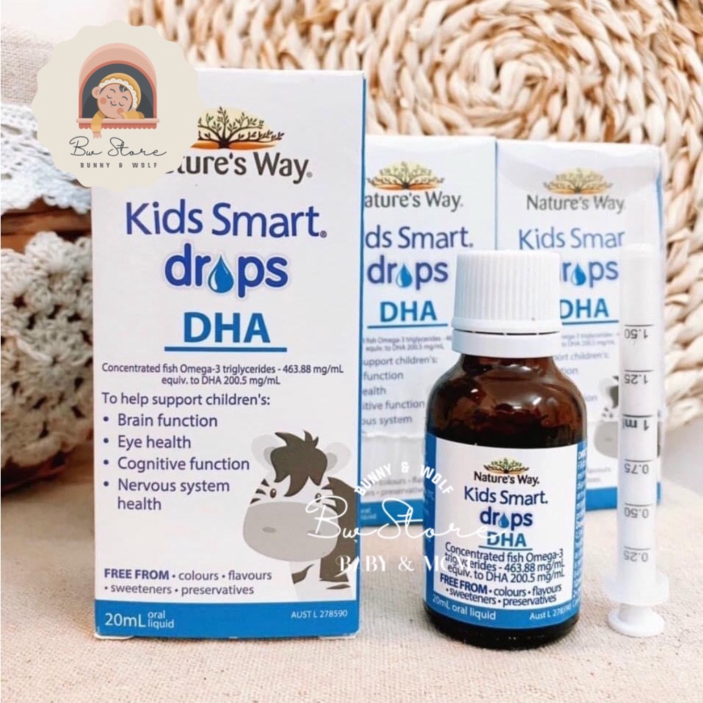 DHA Nature's Way Kids Smart Drops - DHA Dạng Giọt Giúp Tăng IQ, Phát Triển Não Bộ Cho Bé 20ml