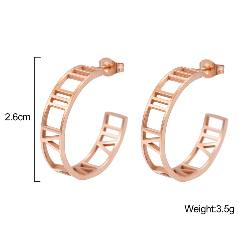 Anti-Allergy Stainless Steel Rose Gold Round Circle Hoop Retro Earrings Heart Geometric Earring for Women #5040