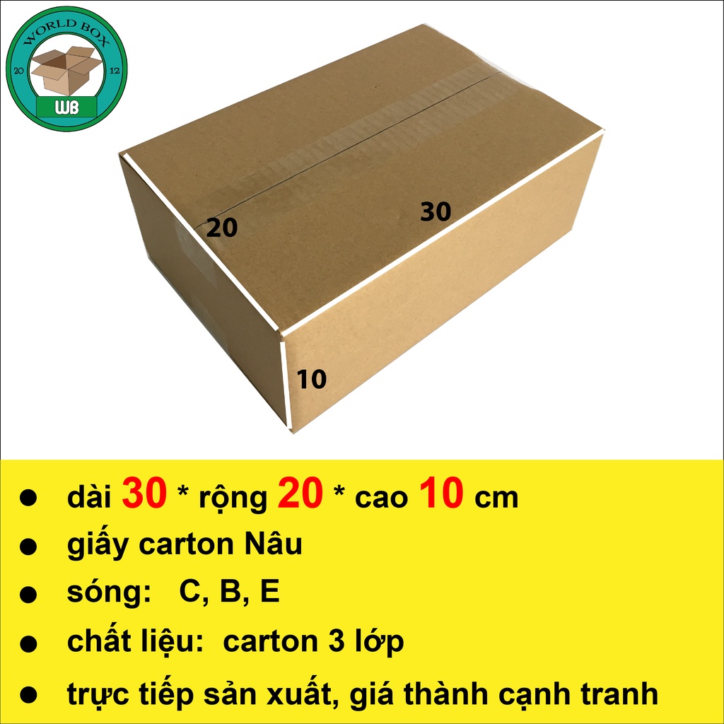 Thùng carton size lớn 30x20x10 bộ 50 không in