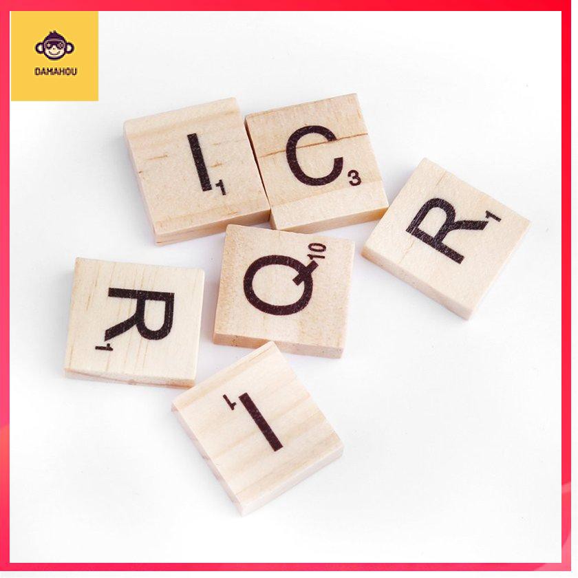 【Trong kho】100 CÁI Bảng chữ cái bằng gỗ Chữ đen Chữ cho đồ chơi trẻ em Scrabble