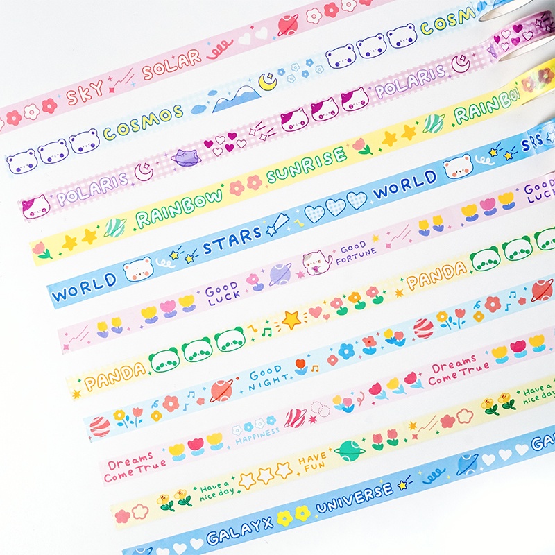 Cuộn băng keo dán trang trí washi DIY họa tiết động vật hoạt hình 12 mẫu tùy chọn đáng yêu